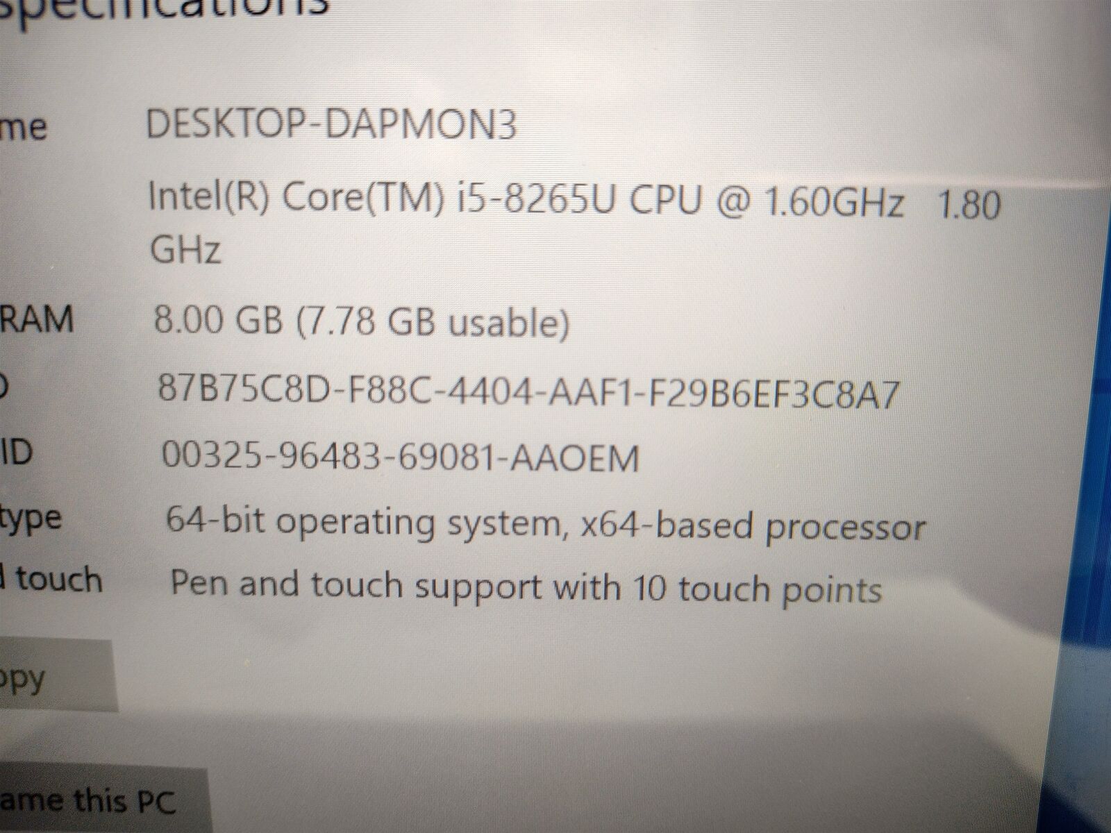 Dell Inspiron 5482 14" Core i5-8265U 1.6GHz 8GB RAM 250GB SSD Laptop Windows 10 - Image 8