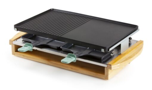 Raclette Grill Bamboo Style Finish 8 Person Party 1200w DO9246G DOMO - New Boxed - Image 3