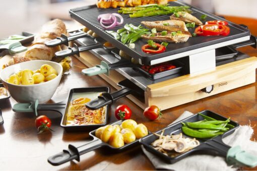 Raclette Grill Bamboo Style Finish 8 Person Party 1200w DO9246G DOMO - New Boxed - Image 7