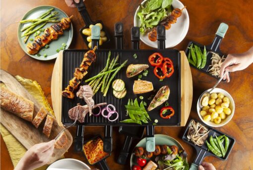 Raclette Grill Bamboo Style Finish 8 Person Party 1200w DO9246G DOMO - New Boxed - Image 8