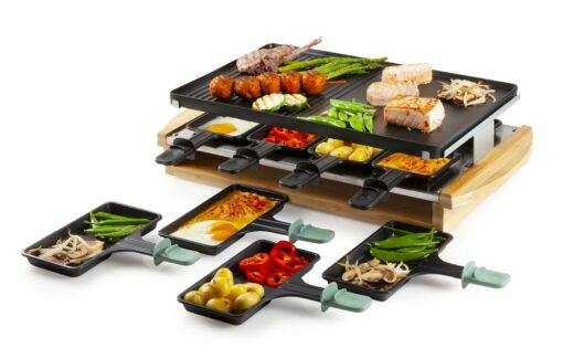 Raclette Grill Bamboo Style Finish 8 Person Party 1200w DO9246G DOMO - New Boxed - Image 9