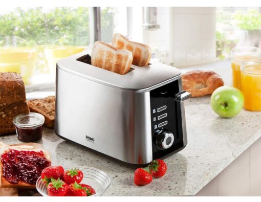 Urban 2 Slice Toaster Silver Black Quick Toast Tech 1600w DO972T DOMO New Boxed - Image 2