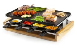 Raclette Grill Bamboo Style Finish 8 Person Party 1200w DO9246G DOMO - New Boxed