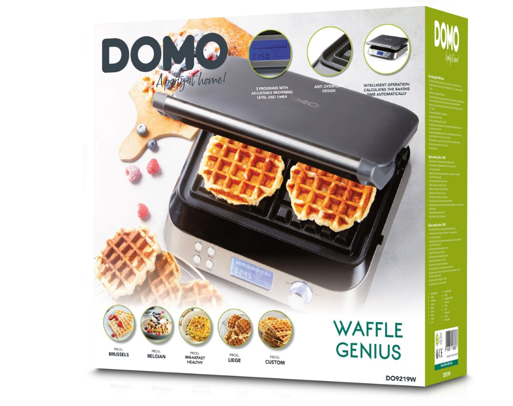 Waffle Maker 'Genius' Square Advanced Plates 1600w DO9219W DOMO - New Boxed - Image 15